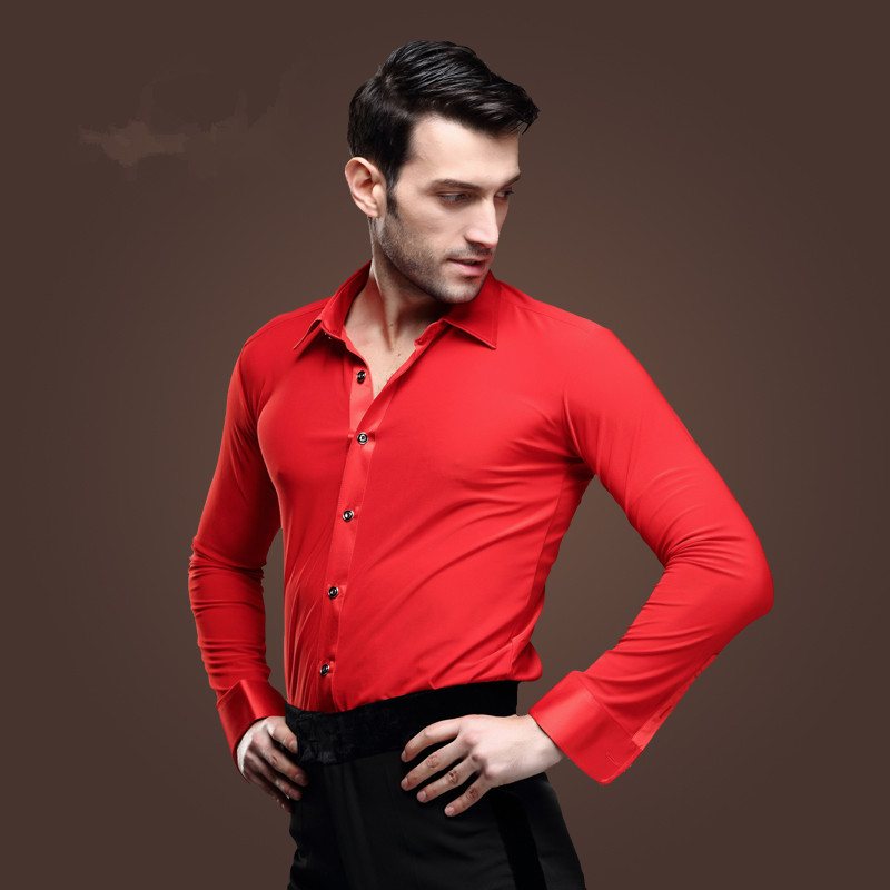 남성 라틴 라틴 댄스 셔츠 라틴 옷 현대 댄스 룸바 차차 삼바 지브 볼룸 셔츠 남성용